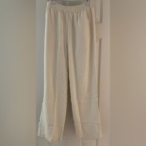 Vintage Raw Silk Noil Cream Off White Pants Medium M